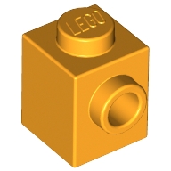 Lego kostka (kostička) 1x1 s nopem na jedné straně, světle oranžová (6092035)